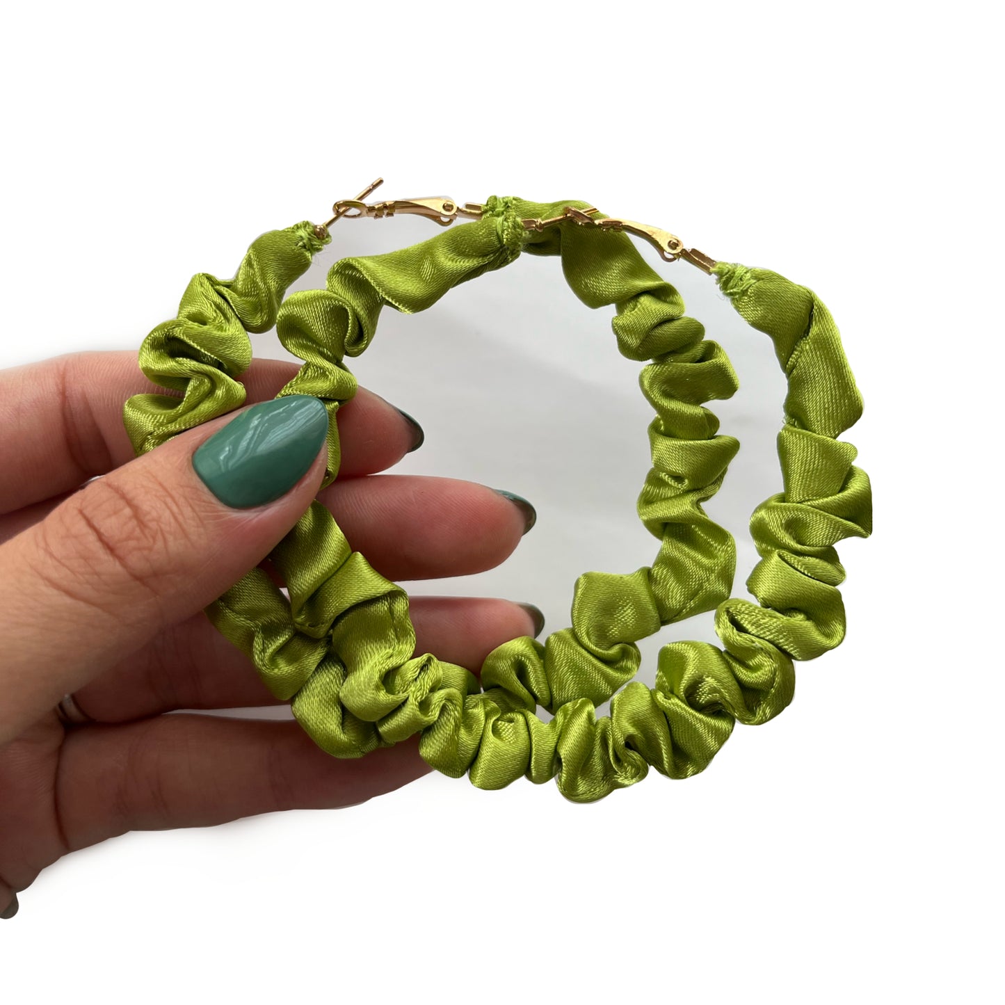 Sage Green Scrunchie Hoops