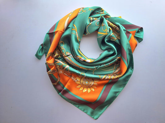 Green and Gold Satin Scarf