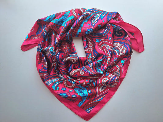 Pink Paisley Print Satin Scarf