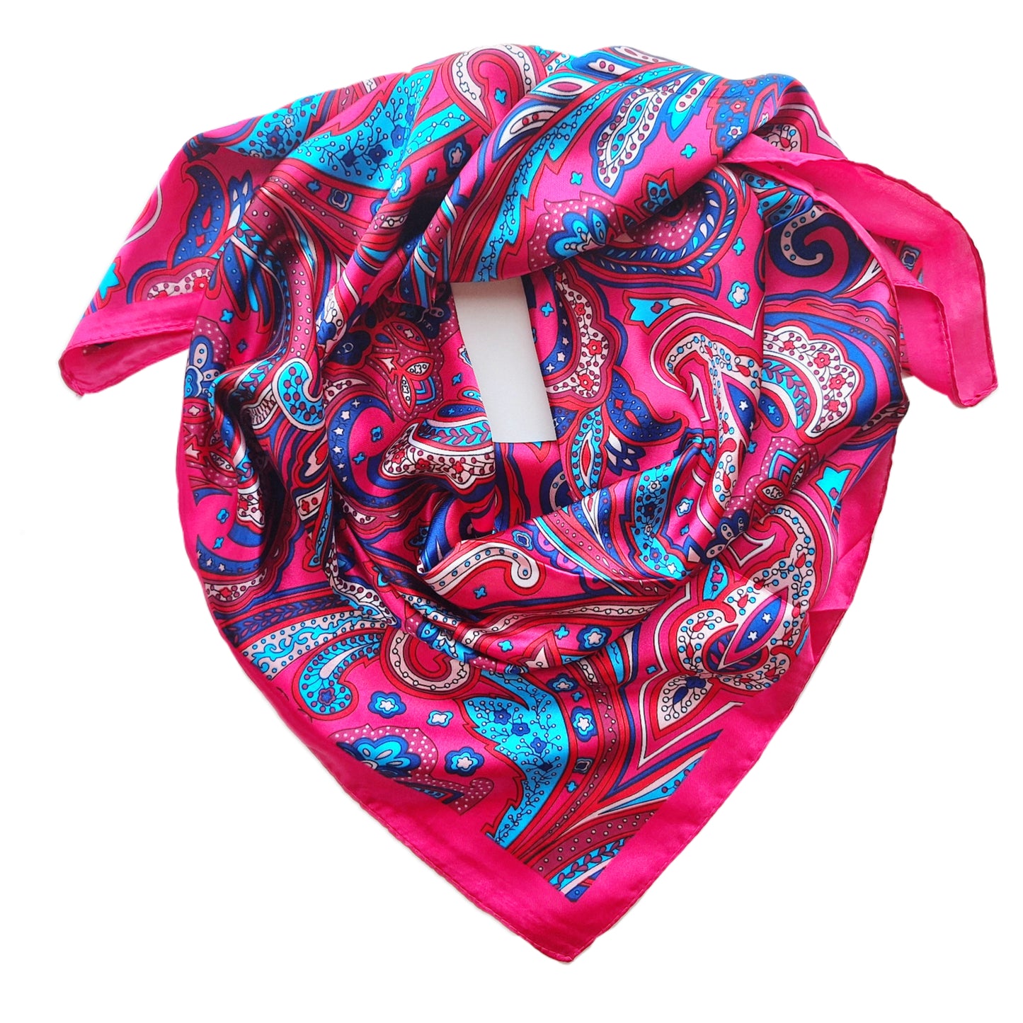 Pink Paisley Print Satin Scarf